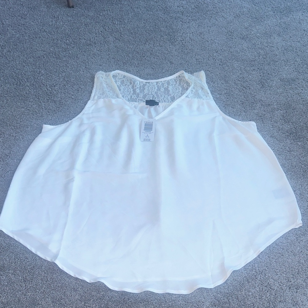 Torrid White Lace Tank Top